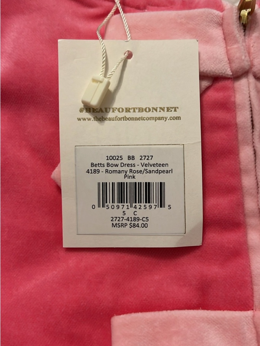The Beaufort Bonnet Company Romany Rose Pink Velvetette Bow Dress Bottoms